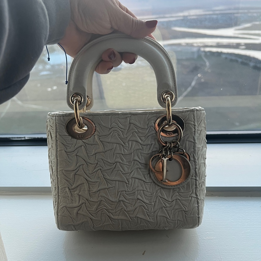 SOLD—Lady Dior mini white bag Eggshell-SOLD